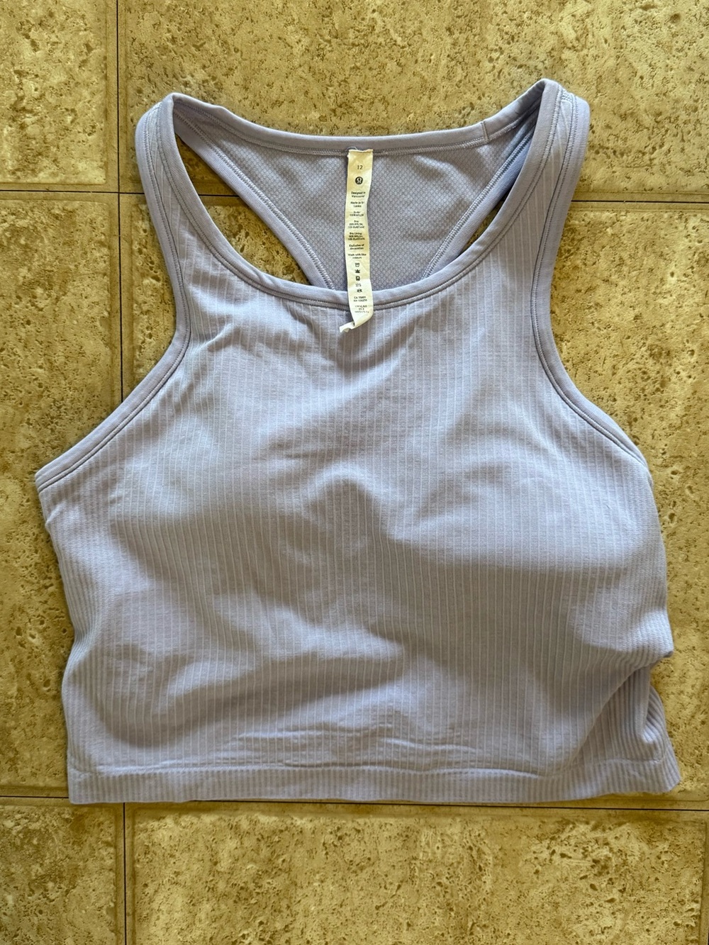 Lululemon Lavender Ribbed Racerback Crop Tank Top with Built-in Bra